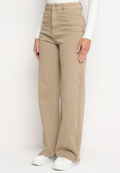 Ciemnobeżowe Jeansy Szerokie Murisana. Brązowe jeansy Born2be, xs, bez wzorów. Za 54.99 zł.