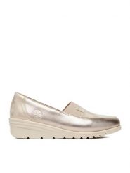 Rieker Półbuty L5351-60 Złoty. Żółte czółenka Rieker, bez wzorów, ze skóry, bez obcasa, na koturnie, bez zapięcia. Za 339.99 zł.