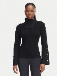 Elisabetta Franchi Golf MK-03S-66E2-V420 Czarny Slim Fit. Czarne golfy Elisabetta Franchi, s, bez wzorów, z wiskozy, bez ramiączek. Za 1,799.00 zł.