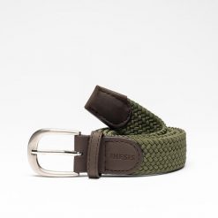 Pasek do spodni do golfa Inesis pleciony. Czarne paski INESIS, bez wzorów, z materiału, eleganckie. Za 34.99 zł.