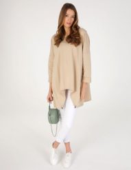 Beżowa bluza z bawełny. Brązowe bluzy Unisono, s, bez wzorów, z bawełny, bez kaptura. Za 159.00 zł.