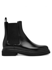 Dolce&Gabbana Sztyblety CT1049 A1203 Czarny. Czarne botki Dolce&Gabbana, bez wzorów, ze skóry, bez obcasa, na płaskiej podeszwie, bez zapięcia. Za 3,409.00 zł.