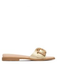 Hispanitas Klapki HV264816 C001 Złoty. Żółte klapki Hispanitas, bez wzorów, ze skóry, bez obcasa. Za 479.99 zł.