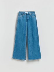 Jeansy wide leg - niebieski. Niebieskie jeansy Reserved, bez wzorów. Za 149.99 zł.
