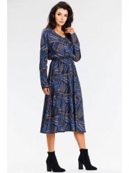 Awama Sukienka w kolorze granatowym rozmiar: S. Niebieskie sukienki Awama, s, bez wzorów, bez kołnierzyka, bez ramiączek, midi. Za 119.99 zł.