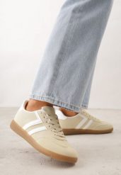 Żółte Sneakersy w Stylu Kultowych Tenisówek Genenor. Żółte obuwie sportowe Born2be, z dresówki, bez zapięcia, tenisowe. Za 89.99 zł.