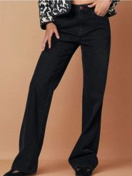 Jeansy wide leg z wysokim stanem - czarny. Czarne jeansy Sinsay, bez wzorów, z podwyższonym stanem. Za 49.99 zł.