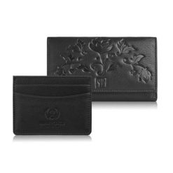Zestaw prezentowy dla niej portfel damski w kwiaty T-45 i skórzane etui na karty T-151 Paolo Peruzzi ZUP-144-BL. Czarne portfele PAOLO PERUZZI, bez wzorów, ze skóry. Za 99.00 zł.