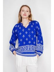 ASSUILI Bluzka w kolorze niebieskim rozmiar: 40. Niebieskie bluzki Assuili, bez wzorów, bez kołnierzyka, bez ramiączek. Za 121.99 zł.