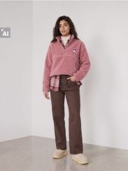 Bluza oversize half zip z kieszeniami na zamek - fioletowy. Fioletowe bluzy Sinsay, l, bez wzorów, bez kaptura. Za 59.99 zł.