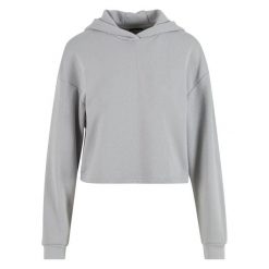 Damska szeroka bluza cropped Urban Classics Light Terry. Szare bluzy Urban Classics, bez wzorów, z bawełny, z kapturem. Za 191.00 zł.