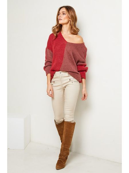 Joséfine Sweter "Josef" w kolorze czerwono-fiołkowym rozmiar: L. Czerwone swetry Joséfine, l, bez wzorów, z wełny, bez ramiączek. Za 96.14 zł.