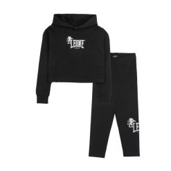 Zestaw zimowy Leone 1947 Lavender Mädchen, bluza z kapturem i legginsy. Czarne bluzy LEONE 1947 APPAREL, na zimę, m, bez wzorów, z bawełny, z kapturem. W wyprzedaży za 96.62 zł.