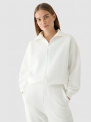 4F Bluza crop top rozpinana bez kaptura damska - biała M. Białe bluzy 4f, m, bez wzorów, z bawełny, bez kaptura. W wyprzedaży za 79.99 zł.