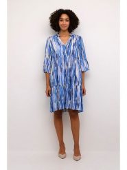 Kaffe Sukienka w kolorze niebiesko-białym rozmiar: 44. Białe sukienki Kaffe, na imprezę, s, bez wzorów, z wiskozy, klasyczne, bez kołnierzyka, bez ramiączek, midi, rozkloszowane. Za 126.99 zł.