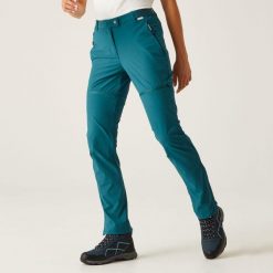 Mountain Zip Off damskie spodnie z odpinanymi nogawkami. Niebieskie spodnie sportowe Regatta, na lato, bez wzorów, z elastanu, trekkingowe. W wyprzedaży za 367.50 zł.