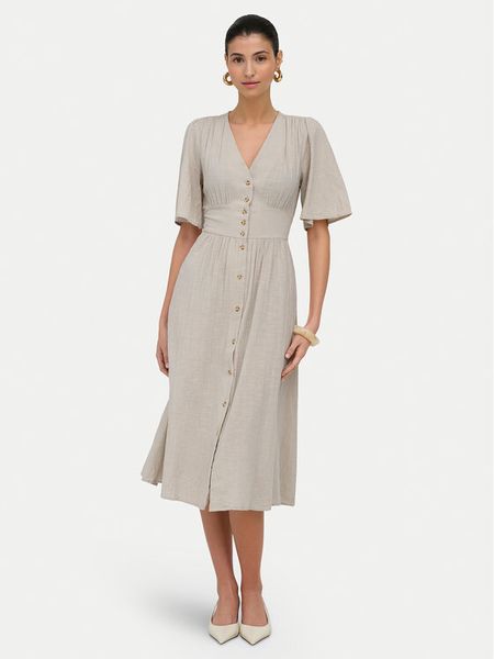 ONLY Sukienka codzienna Tizana 15373535 Beżowy Regular Fit. Brązowe sukienki Only, na co dzień, m, bez wzorów, z bawełny, bez kołnierzyka, bez ramiączek, proste. Za 169.99 zł.