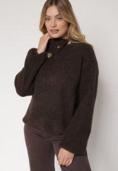 Brązowy Golf z Wełną i Metalicznymi Guzikami Vidora. Brązowe golfy Born2be, uniwersalny, z aplikacjami, z jeansu, bez ramiączek. Za 129.99 zł.