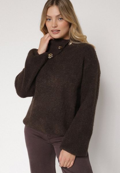 Brązowy Golf z Wełną i Metalicznymi Guzikami Vidora. Brązowe golfy Born2be, uniwersalny, z aplikacjami, z jeansu, bez ramiączek. Za 129.99 zł.