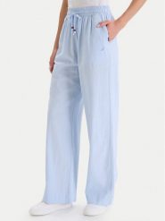 Nautica Spodnie materiałowe W126-NALTR-1020-23X Błękitny Wide Leg. Niebieskie spodnie materiałowe Nautica, m, bez wzorów, ze lnu. Za 149.99 zł.