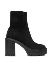 Nine West Botki CEO-MAJ-01 Czarny. Czarne botki Nine West, bez wzorów, z materiału, bez obcasa, na słupku, bez zapięcia. Za 299.99 zł.