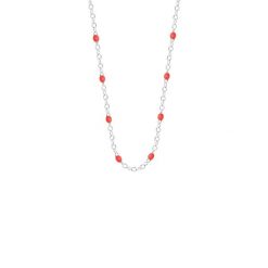 Naszyjnik 42+5 cm, czerwona emalia, posrebrzany. Szare naszyjniki Lilou, posrebrzane. Za 149.00 zł.