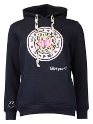 Zwillingsherz Bluza "Kelly" w kolorze granatowym rozmiar: L/XL. Niebieskie bluzy Zwillingsherz, l, bez wzorów, z bawełny, z kapturem. Za 206.91 zł.
