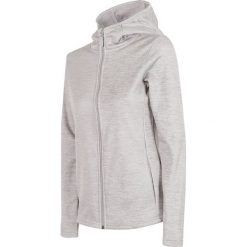 Bluza damska BLD303 - chłodny jasny szary melanż. Szare bluzy 4f, bez wzorów, z dzianiny, z kapturem. W wyprzedaży za 79.99 zł.