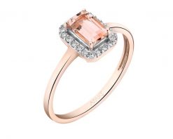 Pierścionek z różowego złota z diamentami i morganitem - próba 585. Czerwone pierścionki Apart, z diamentem, złote. Za 2,990.00 zł.