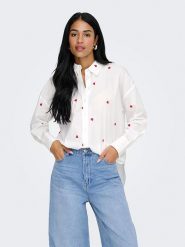 JDY Bluzka "Nelly" w kolorze białym rozmiar: L. Białe bluzki JDY, l, bez wzorów, z bawełny, bez kołnierzyka, bez ramiączek. Za 110.81 zł.