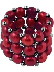 Pearl Addict Pierścionek perłowy w kolorze czerwonym rozmiar: onesize. Czerwone pierścionki Pearl Addict, z perłą. Za 145.26 zł.