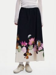 Desigual Spódnica trapezowa Lindo 25SWFW18 Czarny Regular Fit. Czarne spódnice Desigual, s, bez wzorów, z bawełny, trapezowe. Za 289.99 zł.