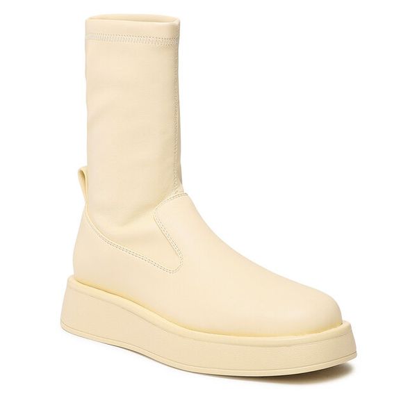 Botki Jenny Fairy. Żółte botki Jenny Fairy, bez wzorów, bez obcasa, na płaskiej podeszwie, bez zapięcia. Za 139.99 zł.