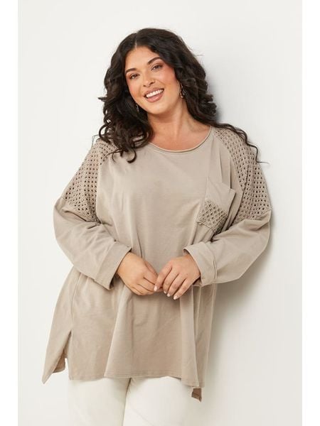 Curvy Lady Koszulka w kolorze beżowym rozmiar: 40/42. Brązowe bluzki Curvy Lady, bez wzorów, klasyczne, bez kołnierzyka, bez ramiączek. Za 184.95 zł.