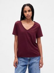 GAP Koszulka w kolorze czerwonym rozmiar: XS. Czerwone bluzki GAP, xs, bez wzorów, bez kołnierzyka, bez ramiączek. Za 43.99 zł.