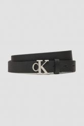 CALVIN KLEIN Czarny damski pasek ze srebrnym CK, Rozmiar 85. Czarne paski Calvin Klein, bez wzorów. W wyprzedaży za 169.99 zł.