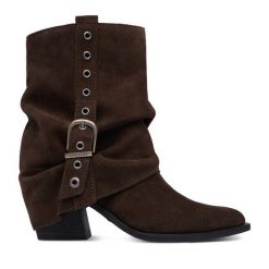 Kowbojki G-Star. Brązowe botki G-Star, bez wzorów, bez obcasa, na słupku, bez zapięcia. Za 399.99 zł.