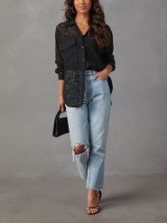 LA Angels Koszula w kolorze czarnym rozmiar: L. Czarne koszule LA Angels, l, bez wzorów, z koronki, bez kołnierzyka, bez ramiączek. Za 152.99 zł.