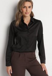 Czarna Koszula o Klasycznym Kroju z Kołnierzykiem Jarinsse. Czarne koszule Born2be, l, bez wzorów, z jeansu, klasyczne, bez kołnierzyka, bez ramiączek. Za 44.99 zł.