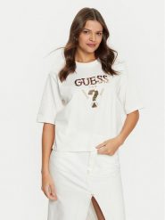 Guess T-Shirt V4YI06 I3Z14 Écru Boxy Fit. T-shirty Guess, l, z aplikacjami, z bawełny, bez kołnierzyka, bez ramiączek. Za 199.99 zł.