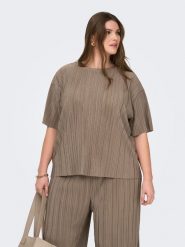 ONLY Carmakoma Bluzka "Ravenna" w kolorze szarobrązowym rozmiar: M-46/48. Brązowe bluzki Only Carmakoma, m, bez wzorów, bez kołnierzyka, bez ramiączek. Za 69.99 zł.