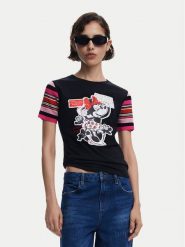 Desigual T-Shirt Minnie 25SWTK39 Czarny Slim Fit. Czarne t-shirty Desigual, xs, bez wzorów, z syntetyku, bez kołnierzyka, bez ramiączek. Za 169.99 zł.