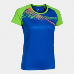 Joma Elite X damska koszulka sportowa, krótki rękaw, Royal-Fluor Green, L. Niebieskie koszulki sportowe Joma, bez wzorów, bez ramiączek. Za 174.99 zł.