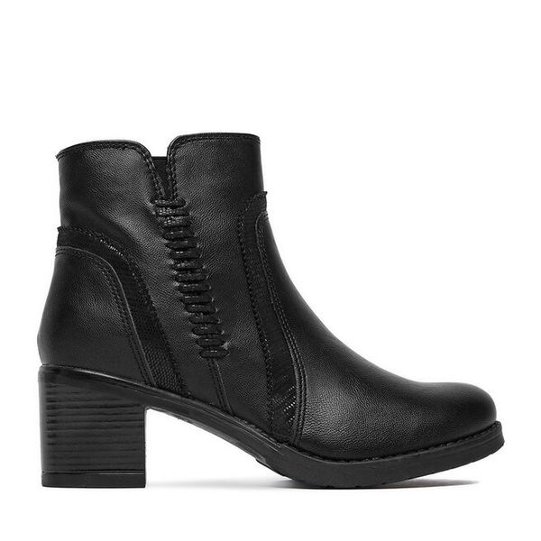 Botki Go Soft. Czarne botki GO SOFT, bez wzorów, bez obcasa, na słupku, bez zapięcia. Za 109.99 zł.