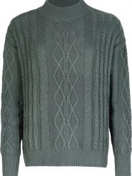 O'Neill Sweter "Cable Knit" w kolorze zielonym rozmiar: XS. Zielone swetry O'Neill, xs, bez wzorów, z bawełny, bez ramiączek. Za 91.99 zł.