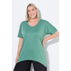Damskie Koszula funkcjonalna wydłużone boki okrągły dekolt. Zielone koszule Ulla Popken, plus size, bez wzorów, z elastanu, casualowe, bez kołnierzyka, plus size, bez ramiączek. W wyprzedaży za 191.99 zł.