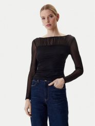 Guess Bluzka W6RP04 KBAH2 Czarny Regular Fit. Czarne bluzki Guess, xl, z aplikacjami, z syntetyku, bez kołnierzyka, bez ramiączek. Za 299.99 zł.