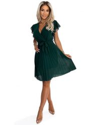 Numoco Sukienka w kolorze ciemnozielonym rozmiar: onesize. Zielone sukienki Numoco, bez wzorów, z tkaniny, bez kołnierzyka, bez ramiączek, midi. Za 157.45 zł.