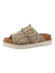 MUSTANG SHOES Klapki "Malina" w kolorze beżowym rozmiar: 40. Brązowe klapki MUSTANG SHOES, bez wzorów, z otwartym noskiem, bez obcasa. Za 187.96 zł.