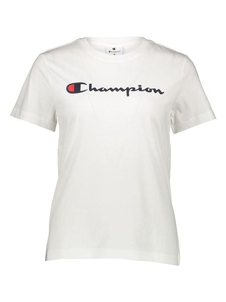 Champion Koszulka w kolorze białym rozmiar: M. Białe bluzki Champion, m, bez wzorów, z bawełny, bez kołnierzyka, bez ramiączek. Za 43.68 zł.